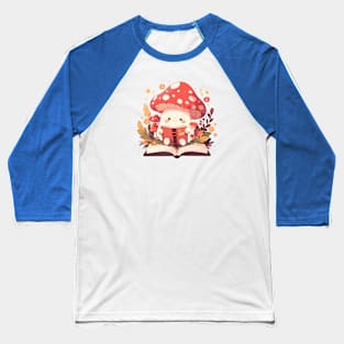 Cute Bookish Mushroom Baseball T-Shirt